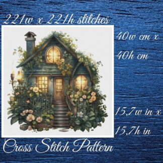 Cottage Cross Stitch Pattern: Floral Home Design (PDF Pattern)