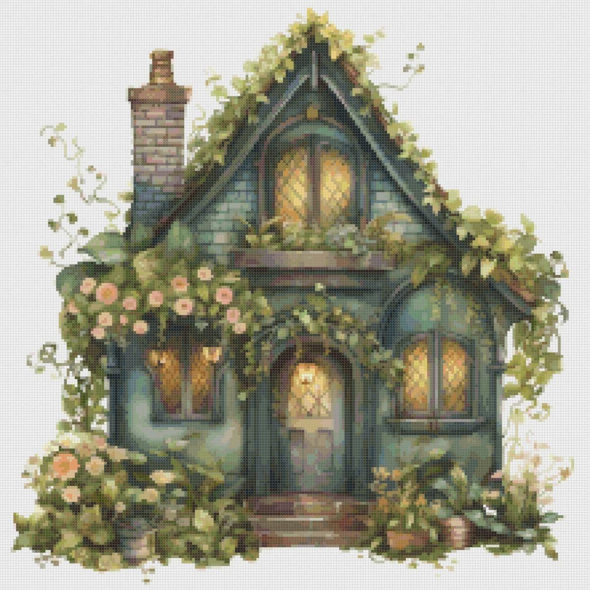 Cottage Cross Stitch Pattern: Floral House (PDF Pattern) - Image 2