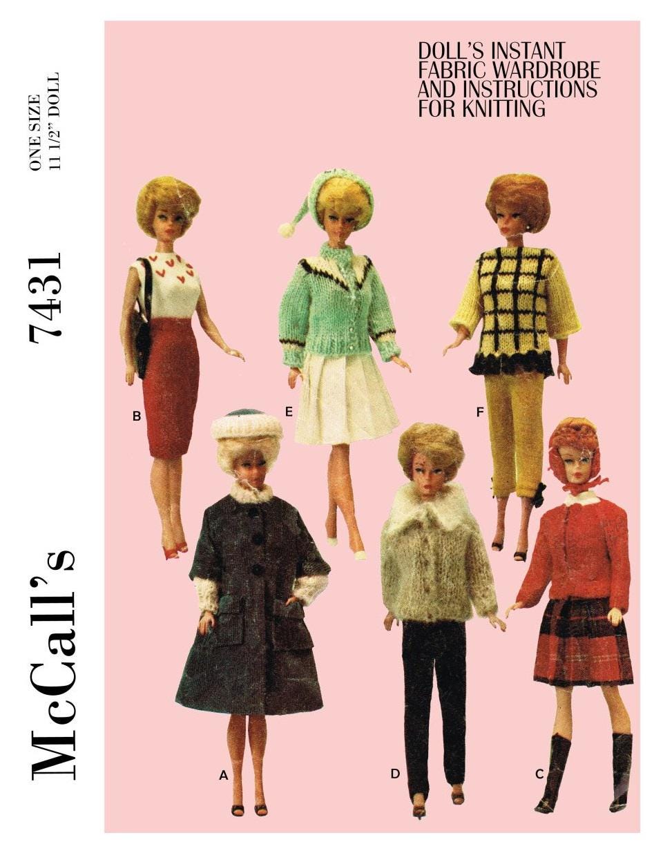 Vintage Doll Clothes Sewing & Knitting Pattern for 11.5" Dolls (PDF Download)