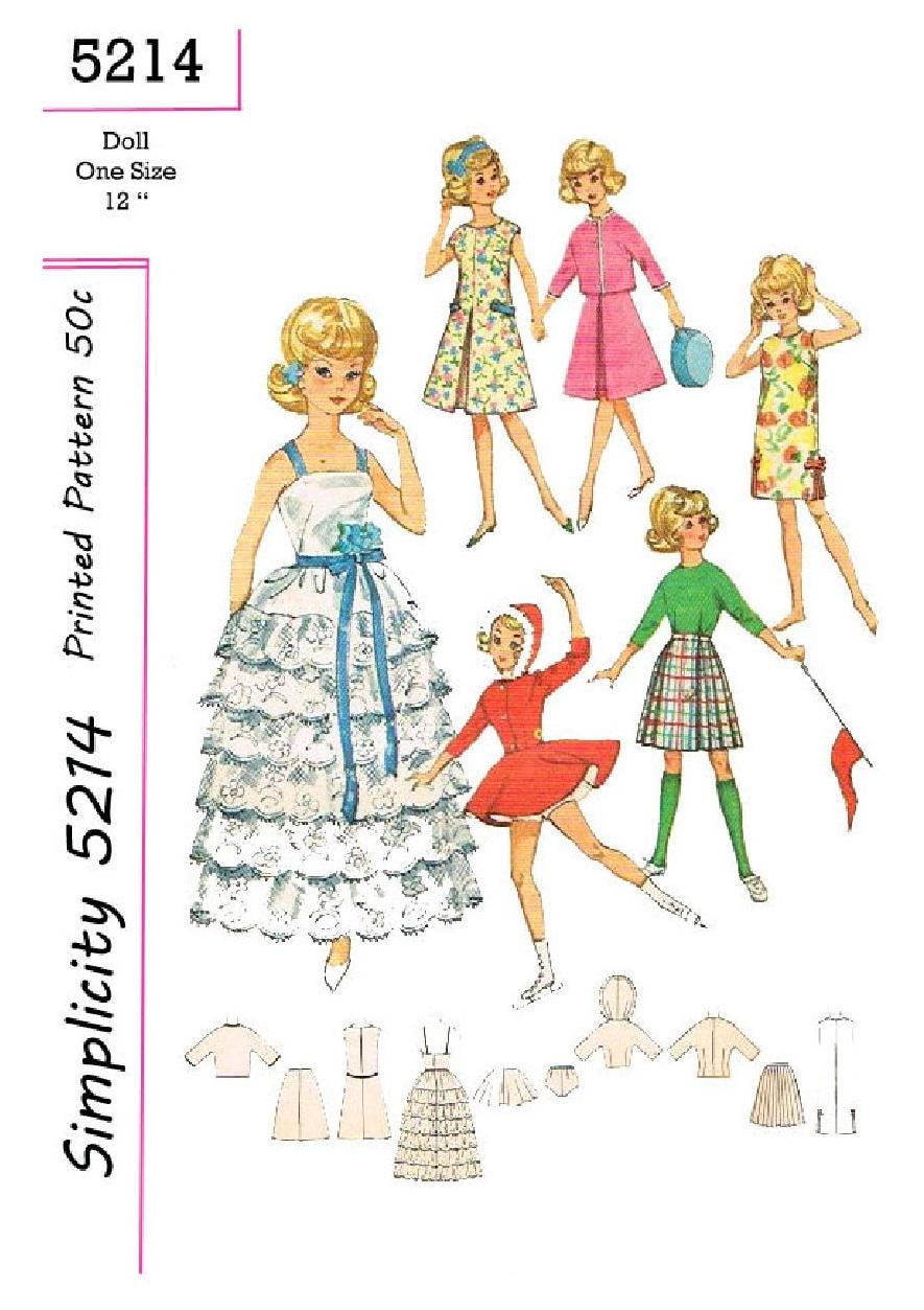 Vintage Fashion Doll Clothes Sewing Pattern for 12" Dolls (Digital Download)