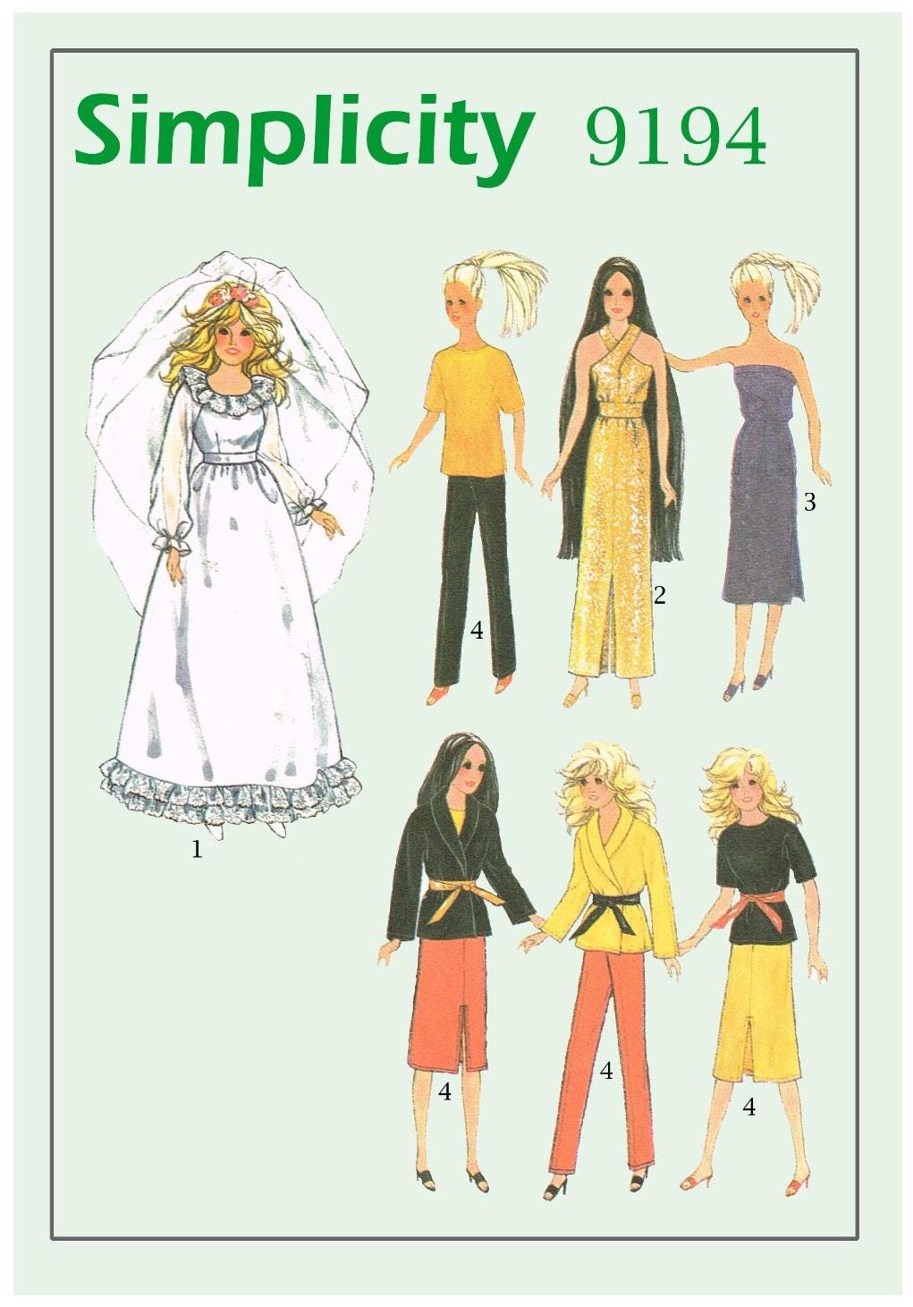 Vintage Fashion Doll Clothes Sewing Pattern for 11.5" Dolls (PDF Download)