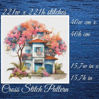 Cottage Cross Stitch Pattern: Floral House (PDF Pattern)