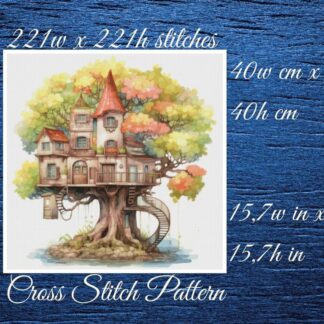 Tree House Cross Stitch Pattern: Fantasy Landscape (PDF Pattern)