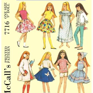 Vintage Fashion Doll Clothes Sewing Pattern for 9" Dolls (Digital Download)