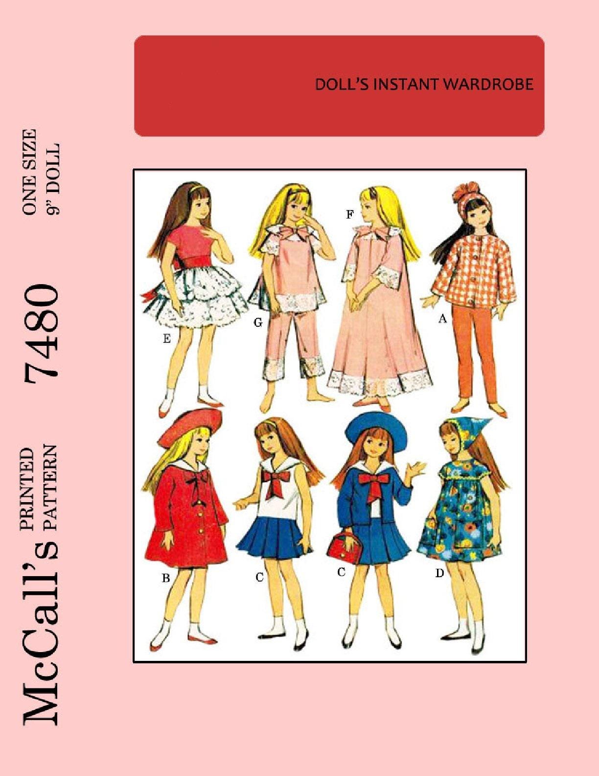 Vintage Fashion Doll Clothes Sewing Pattern for 9" Dolls (Digital Download)