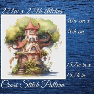 Cottage Cross Stitch Pattern: Fantasy Treehouse (PDF Pattern)