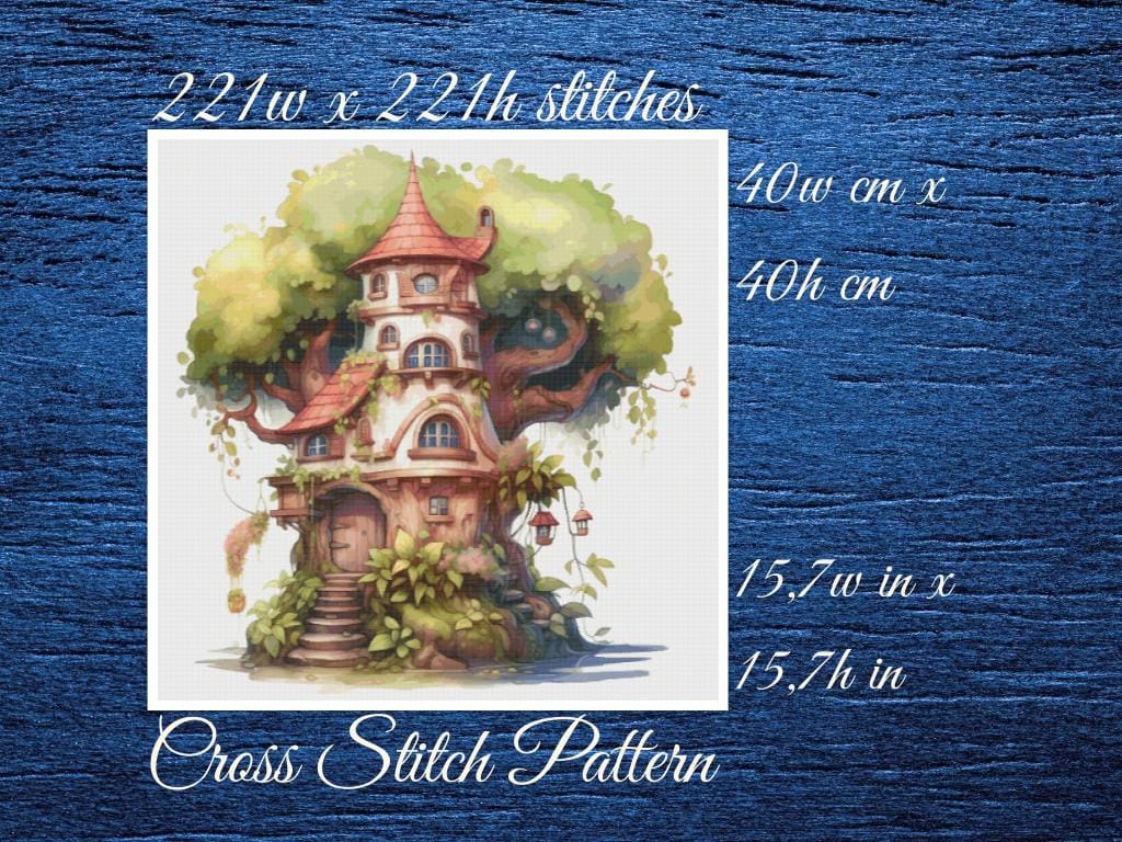 Cottage Cross Stitch Pattern: Fantasy Treehouse (PDF Pattern)
