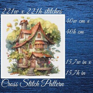 Cottage Cross Stitch Pattern: Whimsical House (PDF Pattern)