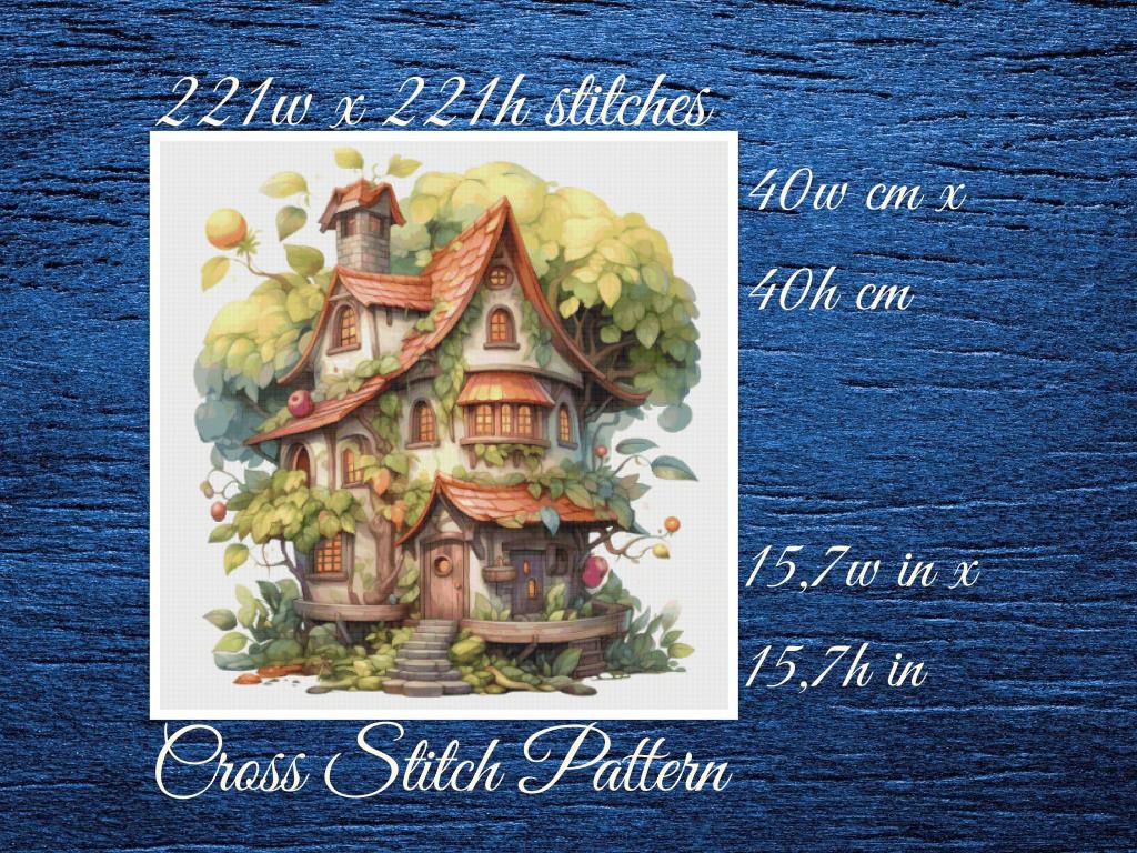Cottage Cross Stitch Pattern: Whimsical House (PDF Pattern)