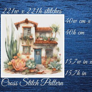 Cottage Cross Stitch Pattern: Mediterranean Home (PDF Pattern)