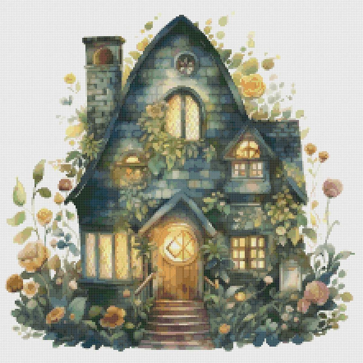 Cottage Cross Stitch Pattern: Floral House (PDF Pattern) - Image 2