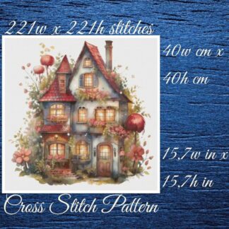 Cottage Cross Stitch Pattern: Floral House (PDF Pattern)
