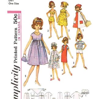Vintage Doll Clothes Sewing Pattern for 12" Dolls (Digital Download PDF)