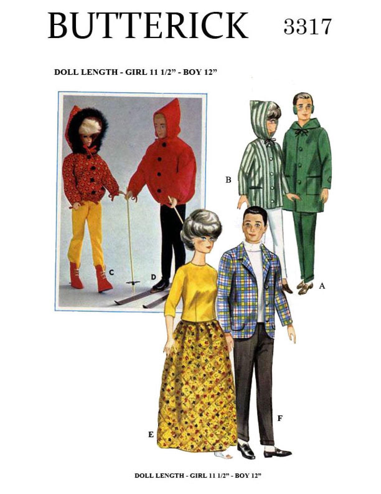 Vintage Doll Clothes Sewing Pattern for 11.5-12" Dolls (PDF Download)