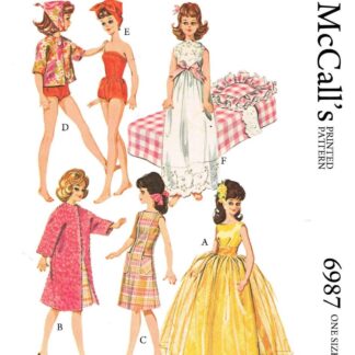 Vintage Fashion Doll Clothes Sewing Pattern for 12" Dolls (Digital Download PDF)