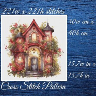 Cottage Cross Stitch Pattern: Floral House (PDF Pattern)