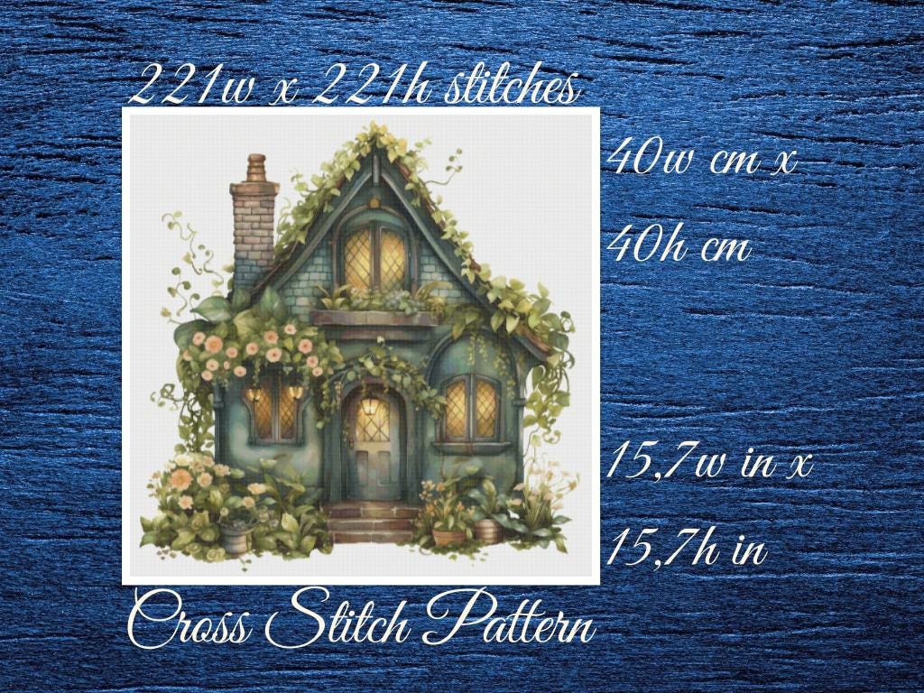 Cottage Cross Stitch Pattern: Floral House (PDF Pattern)