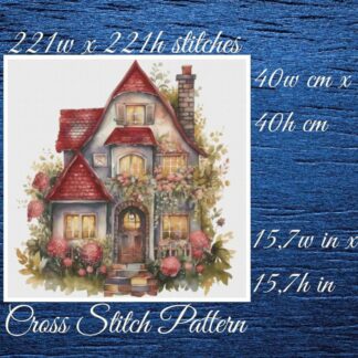 Cottage Cross Stitch Pattern: Floral Home Design (PDF Pattern)