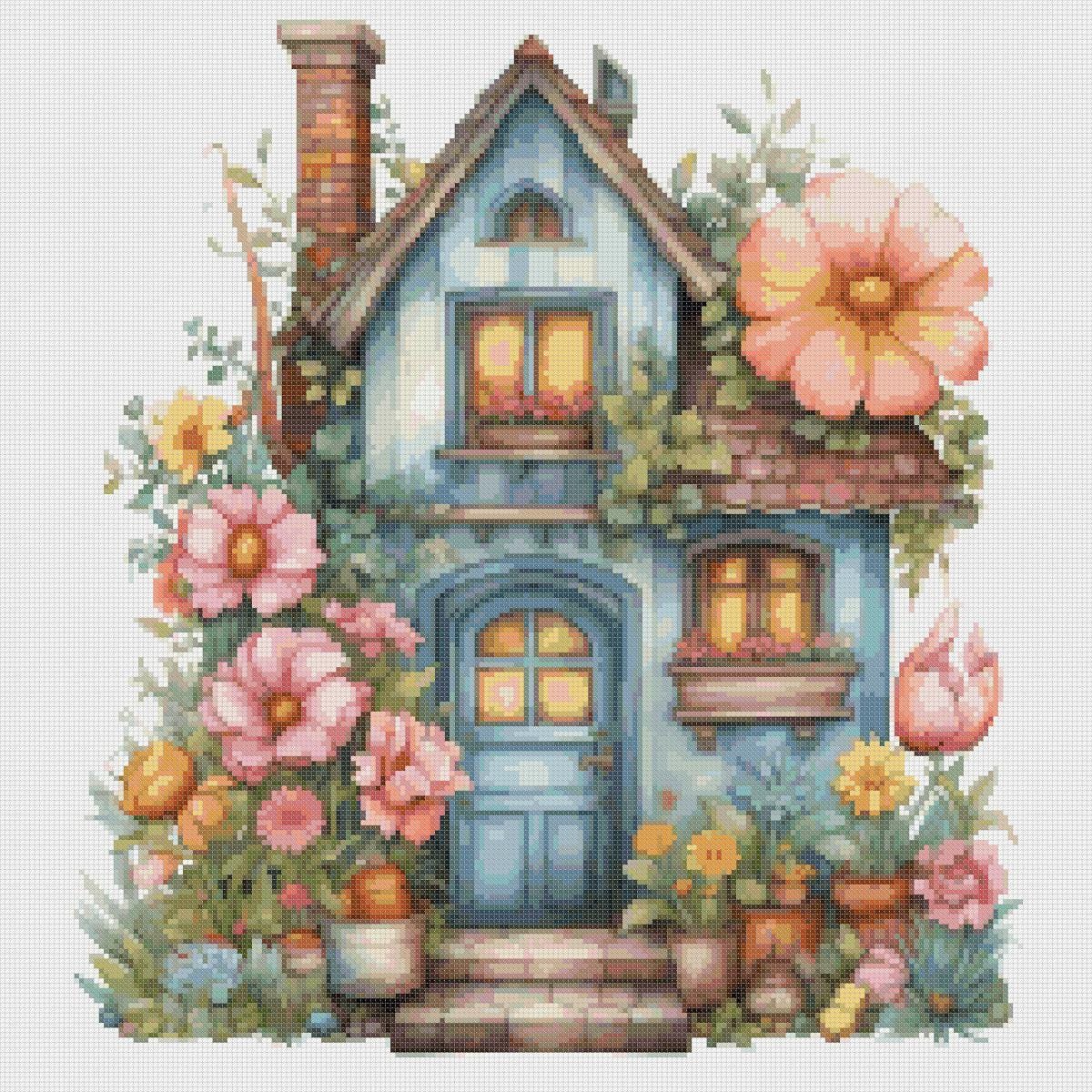 Cottage Floral Cross Stitch Pattern (PDF) - Image 2