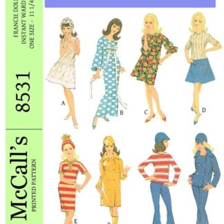 Vintage Doll Clothes Sewing Pattern for 11-1/4" Dolls (PDF Download)