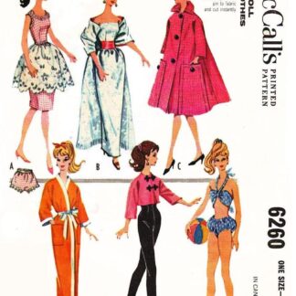 Vintage Doll Clothes Sewing Pattern for 11.5" Dolls (PDF Download)