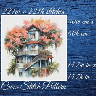 Cottage Cross Stitch Pattern: Floral House (PDF Pattern)