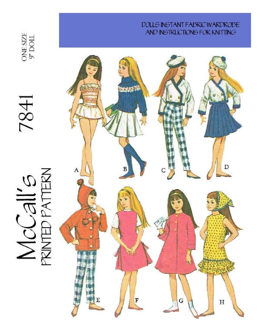 Vintage Doll Clothes Sewing Pattern for 9" Dolls (Digital Download PDF)
