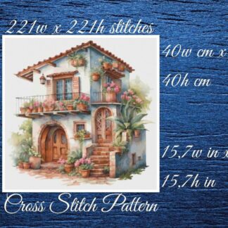 Cottage Cross Stitch Pattern: Mediterranean House (PDF Pattern)