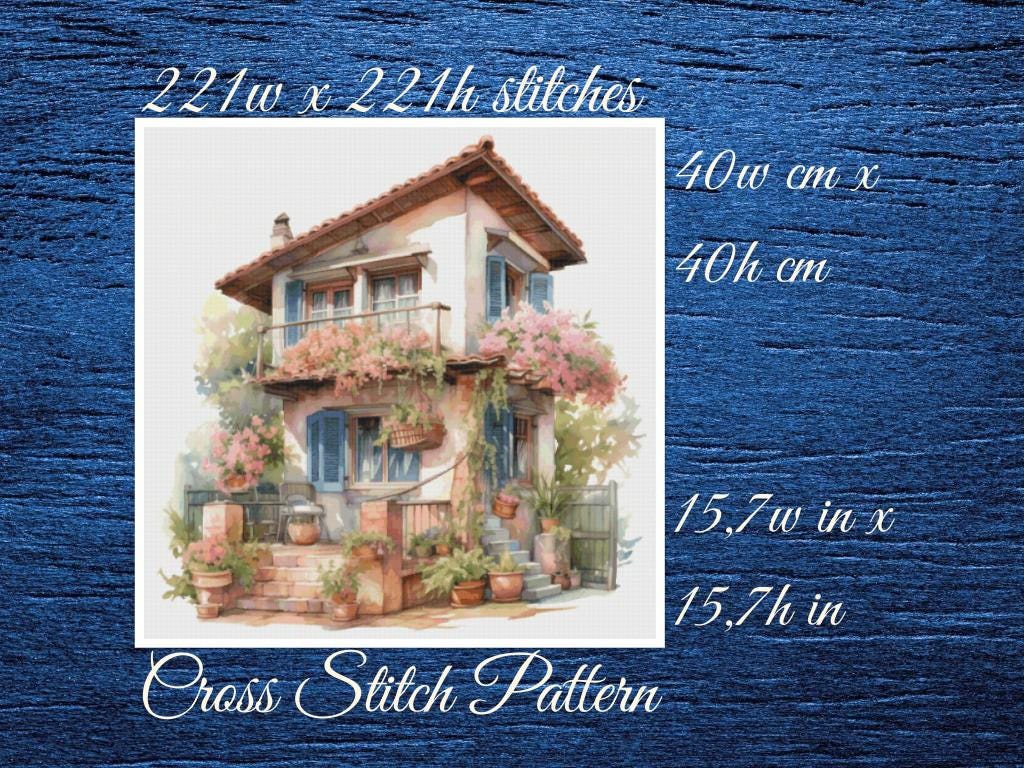 Cottage Cross Stitch Pattern: Floral Villa (PDF Pattern)