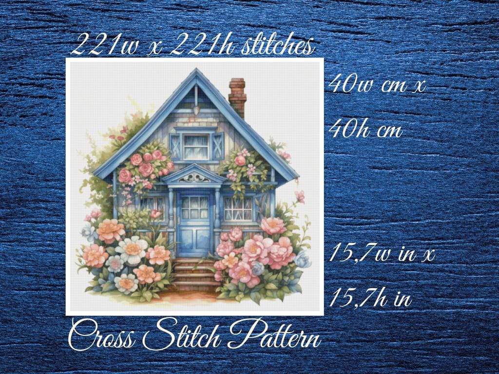 Cottage Floral Cross Stitch Pattern (PDF Download)