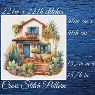 Cottage Cross Stitch Pattern: Mediterranean Home (PDF Pattern)