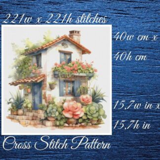 Cottage Cross Stitch Pattern: Floral Home Design (PDF Pattern)