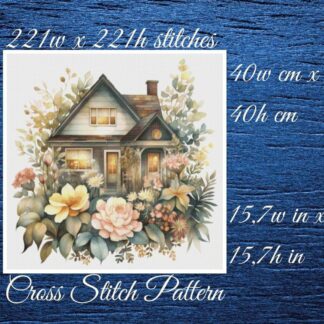 Cottage Floral Cross Stitch Pattern (PDF Download)