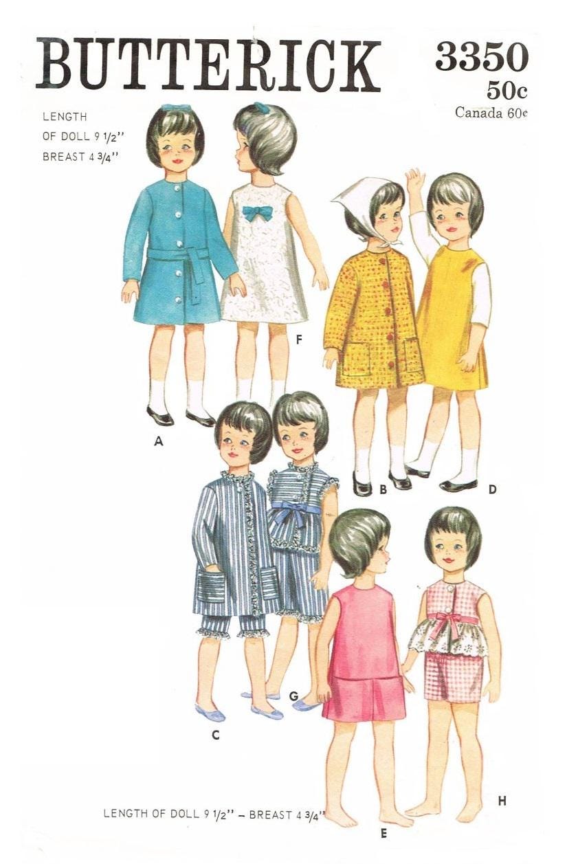 Vintage Fashion Doll Clothes Sewing Pattern for 9.5" Dolls (PDF)
