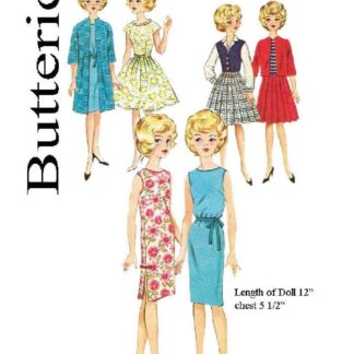 Vintage Fashion Doll Clothes Sewing Pattern for 12" Dolls (PDF Download)