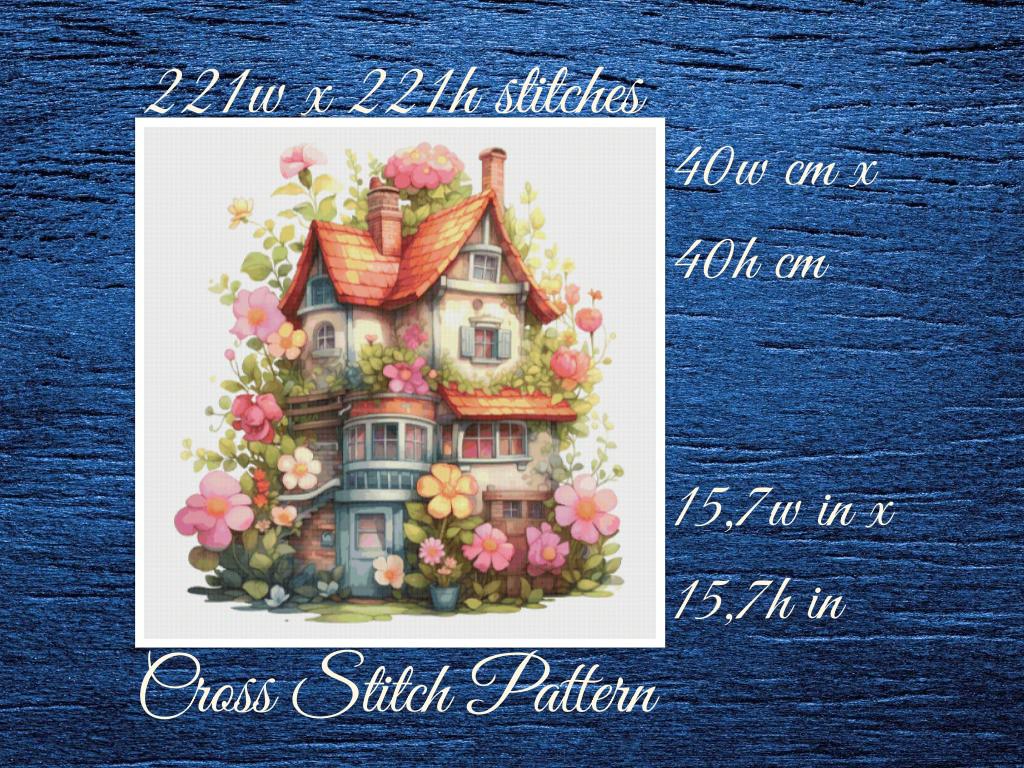 Cottage Floral Cross Stitch Pattern (PDF)