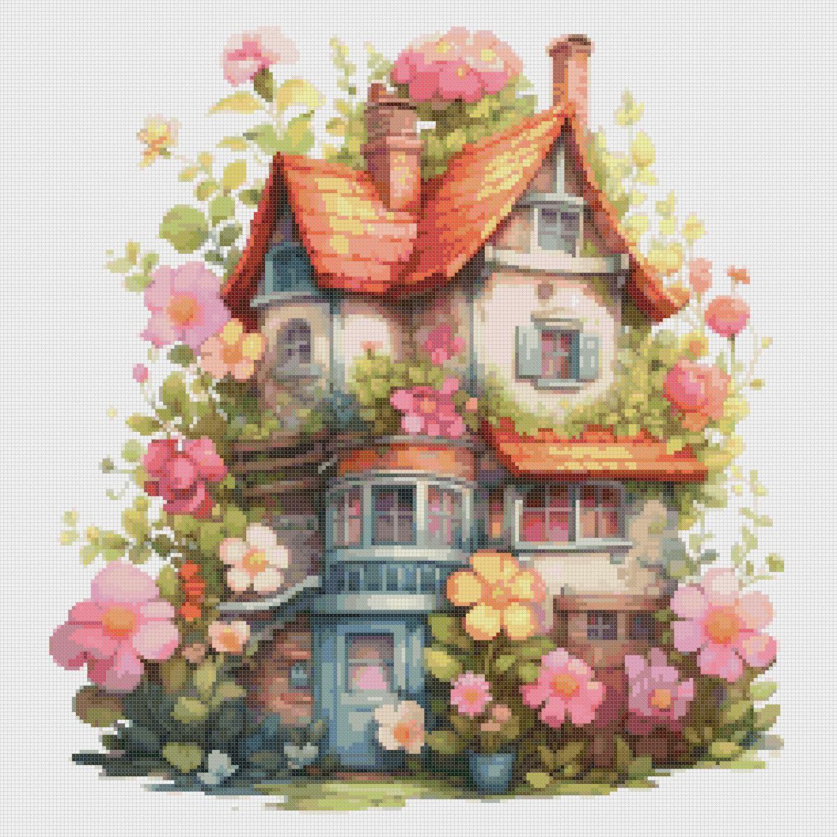Cottage Floral Cross Stitch Pattern (PDF) - Image 2