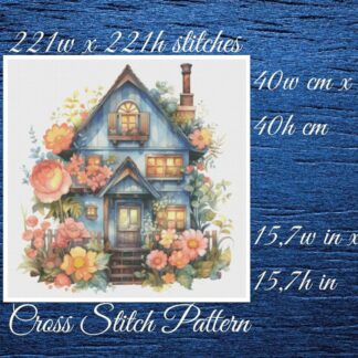 Floral House Cross Stitch Pattern: Cottage Embroidery (PDF Pattern)