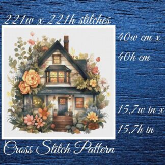Cottage Floral Cross Stitch Pattern: Counted PDF (221x221 stitches)