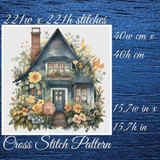 Cottage Floral House Cross Stitch Pattern (PDF)