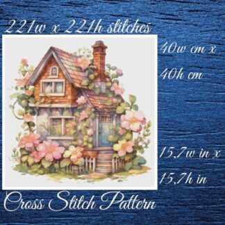 Floral Cottage Cross Stitch Pattern: Counted PDF (221x221 stitches)