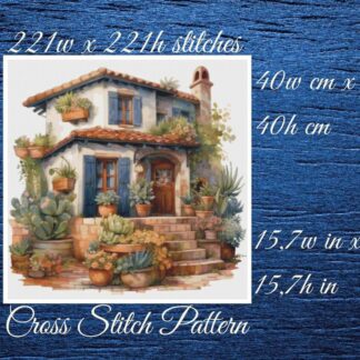 Cottage Cross Stitch Pattern: Mediterranean House (PDF Pattern)