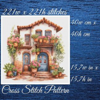 Cottage Cross Stitch Pattern: Floral Home Design (PDF Pattern)