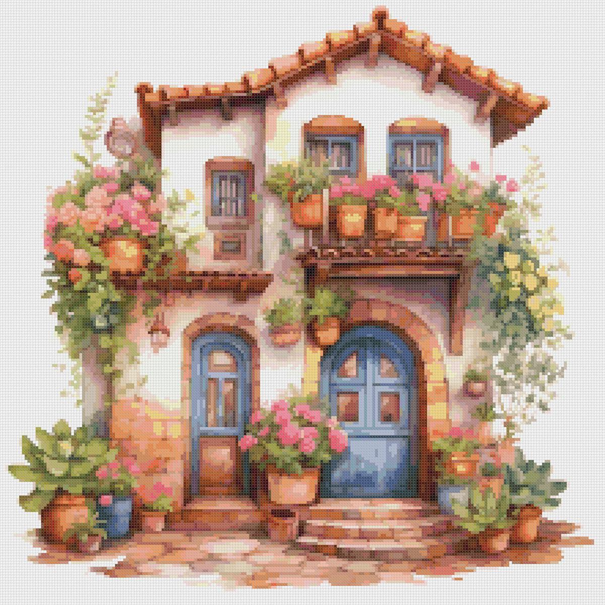 Cottage Cross Stitch Pattern: Floral Home Design (PDF Pattern) - Image 2