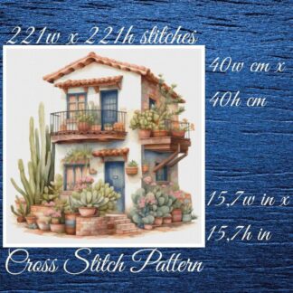 Cottage Cross Stitch Pattern: Mediterranean House (PDF Pattern)