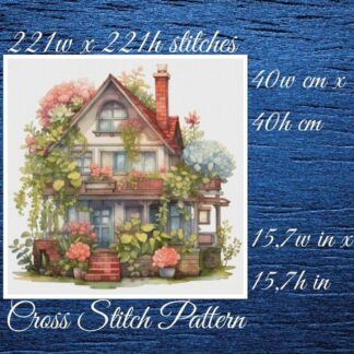 Floral House Cross Stitch Pattern: Cottagecore Embroidery (PDF Pattern)