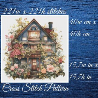House Cross Stitch Pattern: Floral Home Design (PDF Pattern)