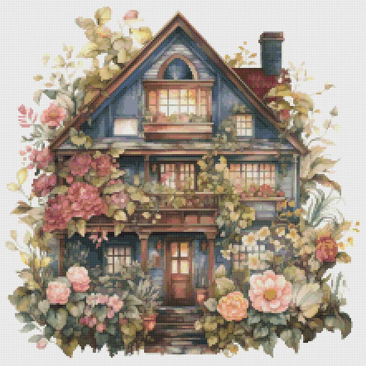 House Cross Stitch Pattern: Floral Home Design (PDF Pattern) - Image 2