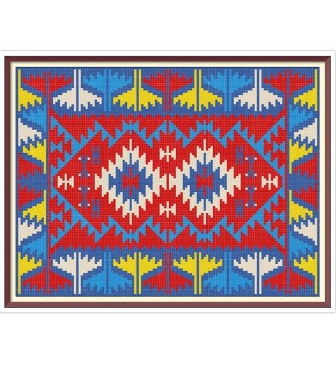 Doll House Carpet Cross Stitch Pattern PDF Antique Miniature for Needlepoint