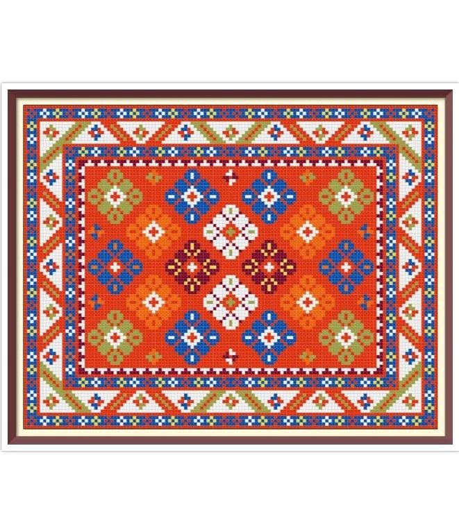 Doll House Carpet Cross Stitch Pattern PDF Antique Miniature for Needlepoint Reproduction around 1800